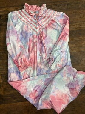 Vintage Night Gown Pastel Floral Zip-Front Night Gown Tiffany Loungewear